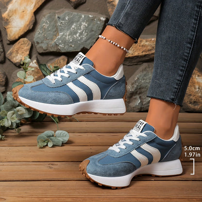 Damen Retro-Sneaker für Alltag und Freizeit – Stilvolle Low-Top Turnschuhe mit Streifen-Design