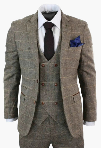 Dreiteiliger Herrenanzug im Vintage-Look mit Karomuster