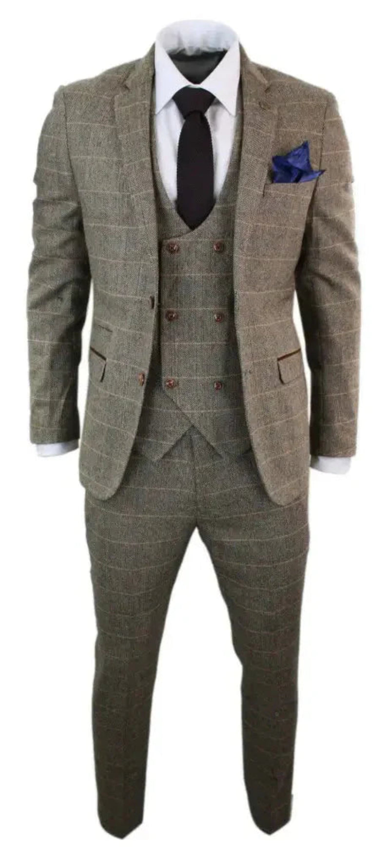 Dreiteiliger Herrenanzug im Vintage-Look mit Karomuster
