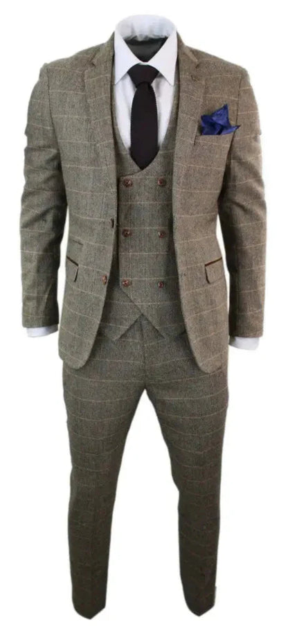 Dreiteiliger Herrenanzug im Vintage-Look mit Karomuster