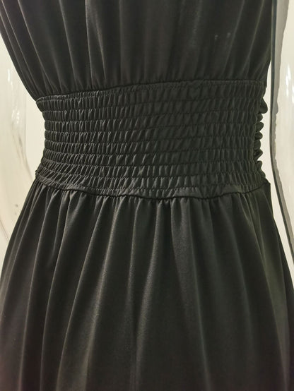 Elegantes Damen-Maxikleid mit Schlitz und V-Ausschnitt – Perfekt für Sommerabende