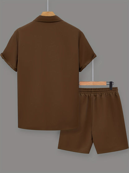 Herren Sommer Freizeit Set mit Motivdruck – Shirt und Shorts, Modernes 2-teiliges Outfit für Alltag & Urlaub