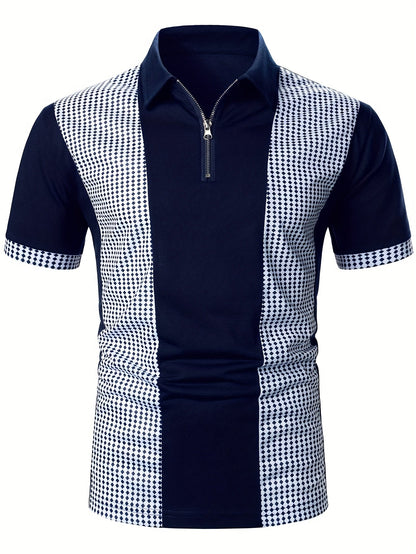 Herren Polohemd mit modernem Zip-Kragen und Kontrastmuster – Stilvolles Poloshirt für Business & Freizeit