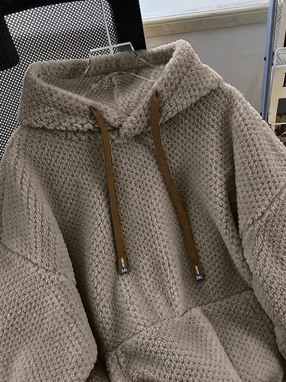 Teddy-Fleece Hoodie für Damen mit Kapuze und Kängurutasche, Kuscheliger Oversize Pullover