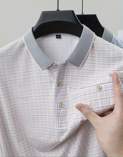 Herren Poloshirt Kariert Modern Business Casual
