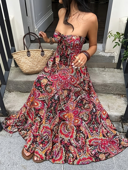 Damen Boho Maxikleid Bandeau Elegant – Perfekt für Freizeit und besondere Anlässe