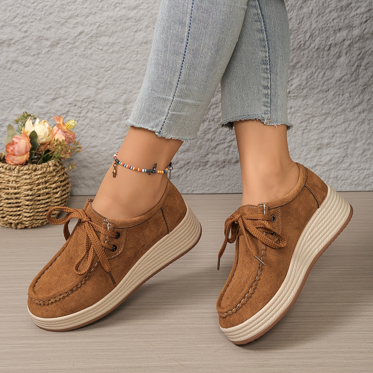Damen Plateau-Sneaker im Casual-Look – Komfortable Freizeitschuhe mit Schnürung