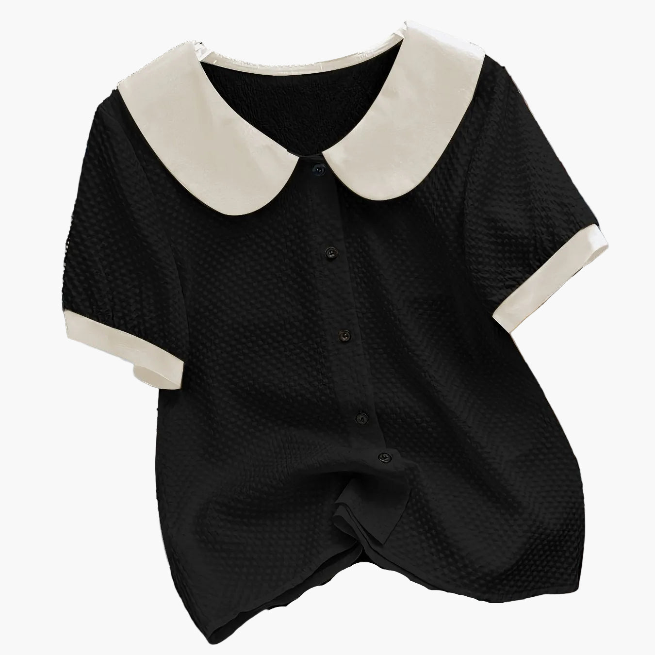 Damen Bluse mit kontrastierendem Kragen im Vintage-Stil – Elegante Freizeitmode für Büro und Alltag