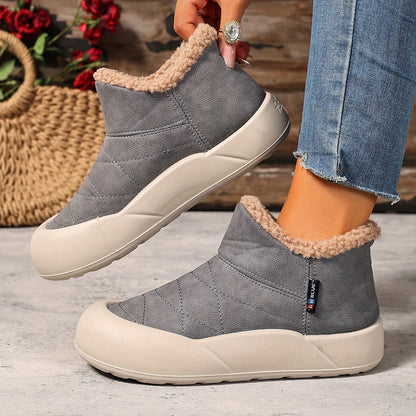 Damen Winterstiefeletten mit dicker Sohle und Plüschfutter, gesteppt, knöchelhoch