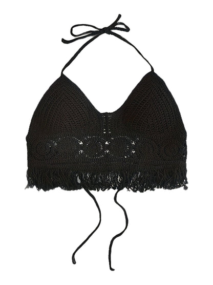 Damen Boho Häkel-Bralette Haltertop für Festivals und Strand