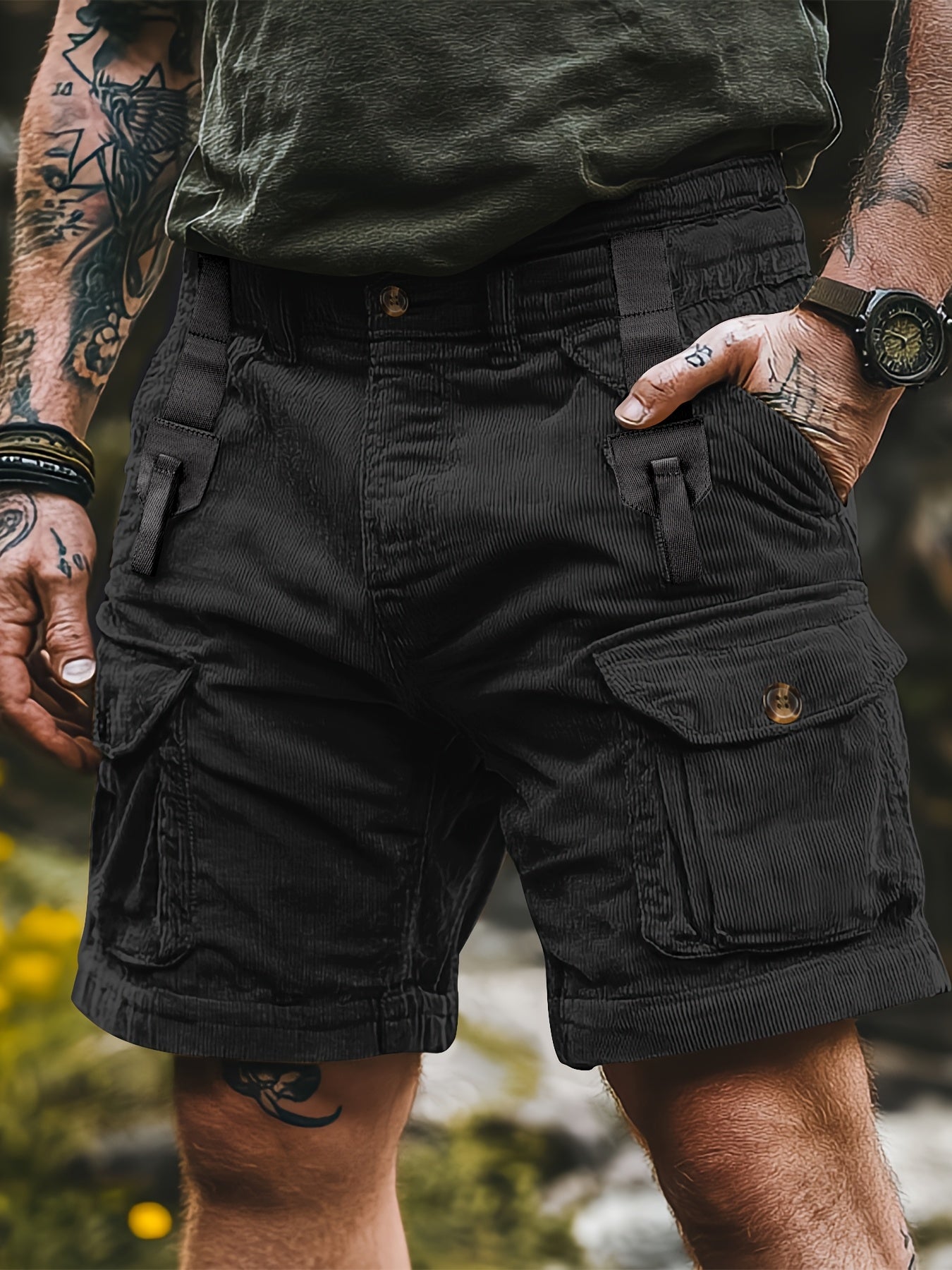 Herren Cargo Shorts Freizeit Outdoor mit Taschen – Robuster Utility-Look
