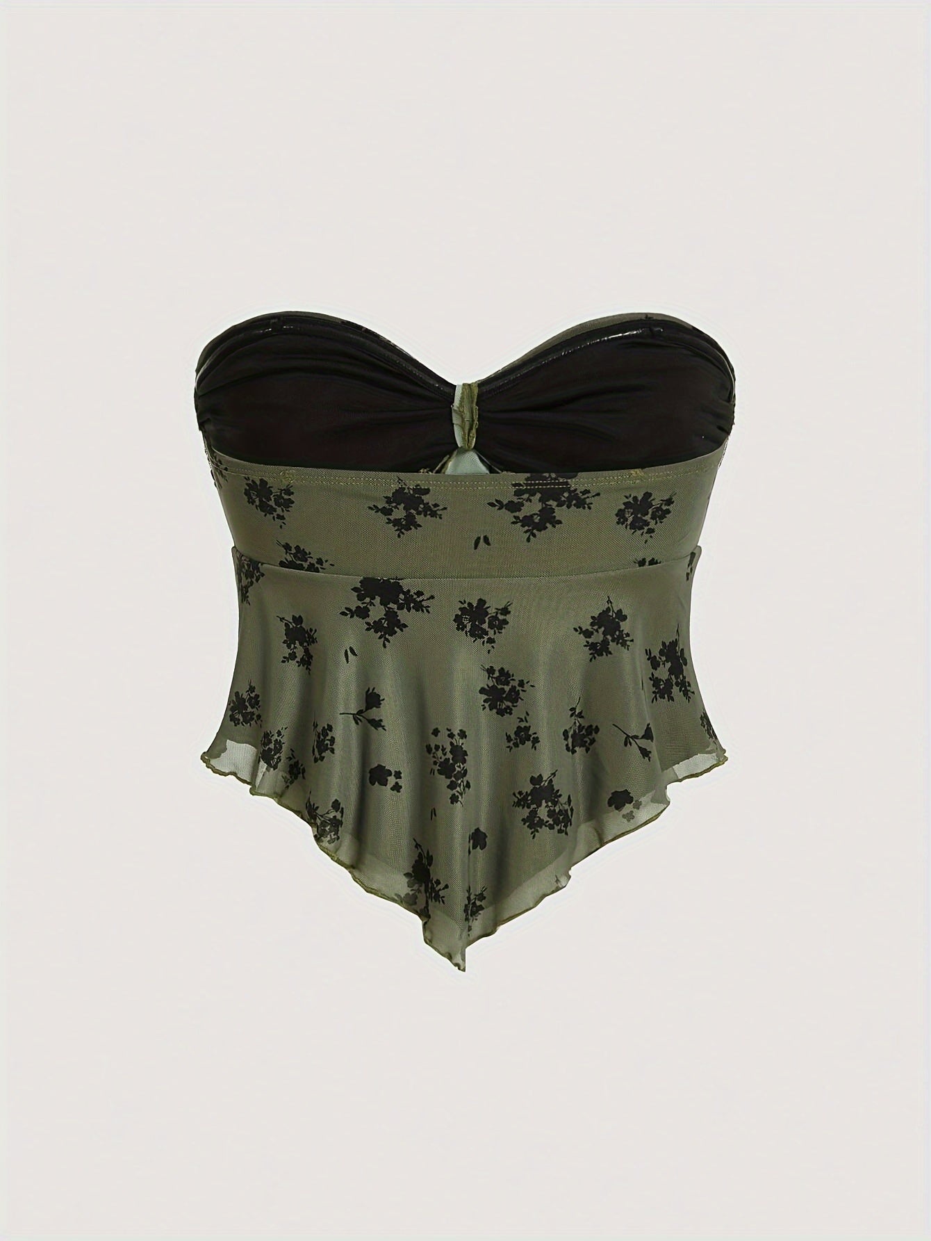 Damen Bandeau Top mit Schleifen-Detail und Blumenmuster – Elegantes Bustier für besondere Anlässe