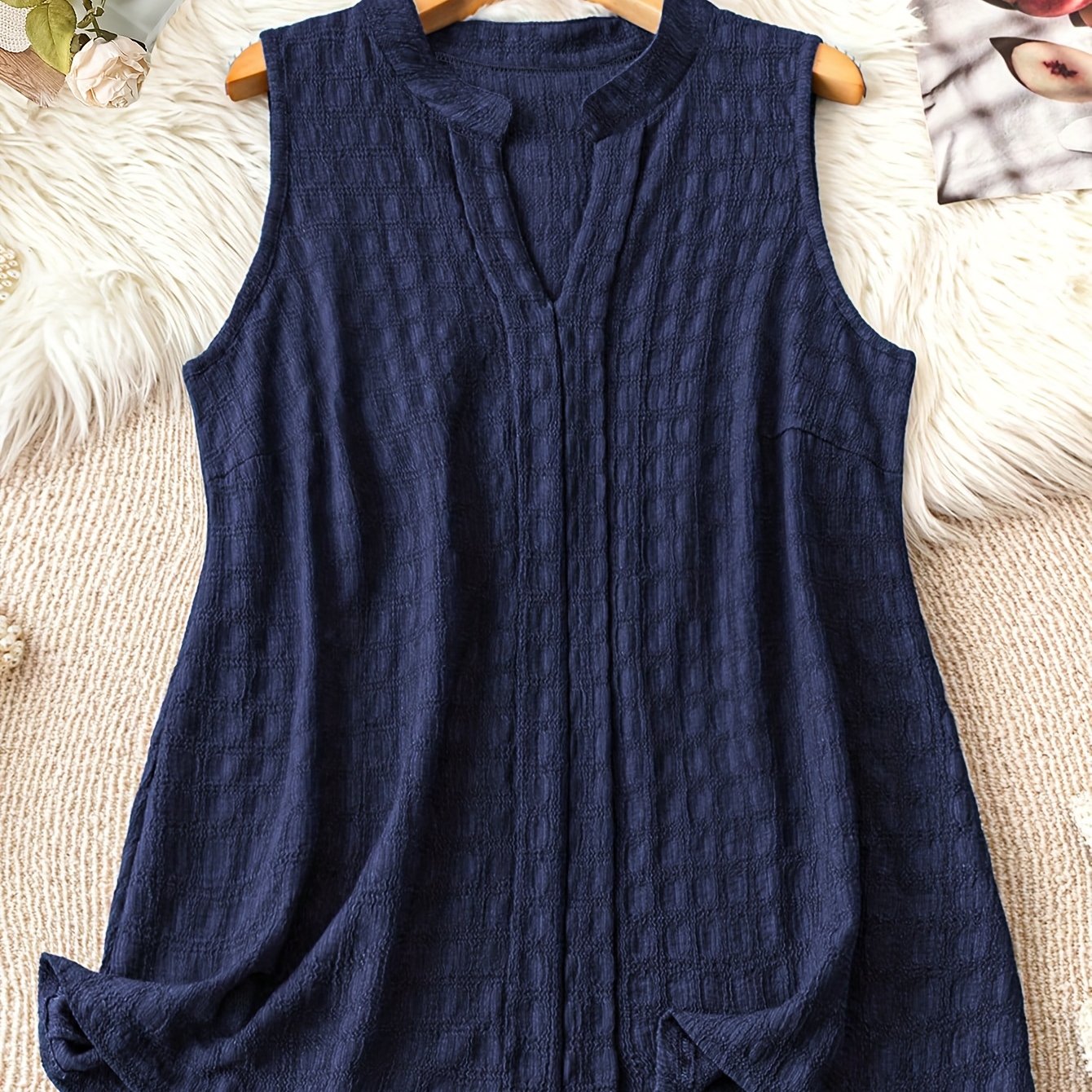 Damen Elegantes Ärmelloses Tunika-Top mit V-Ausschnitt – Perfekt für Alltag und Freizeit