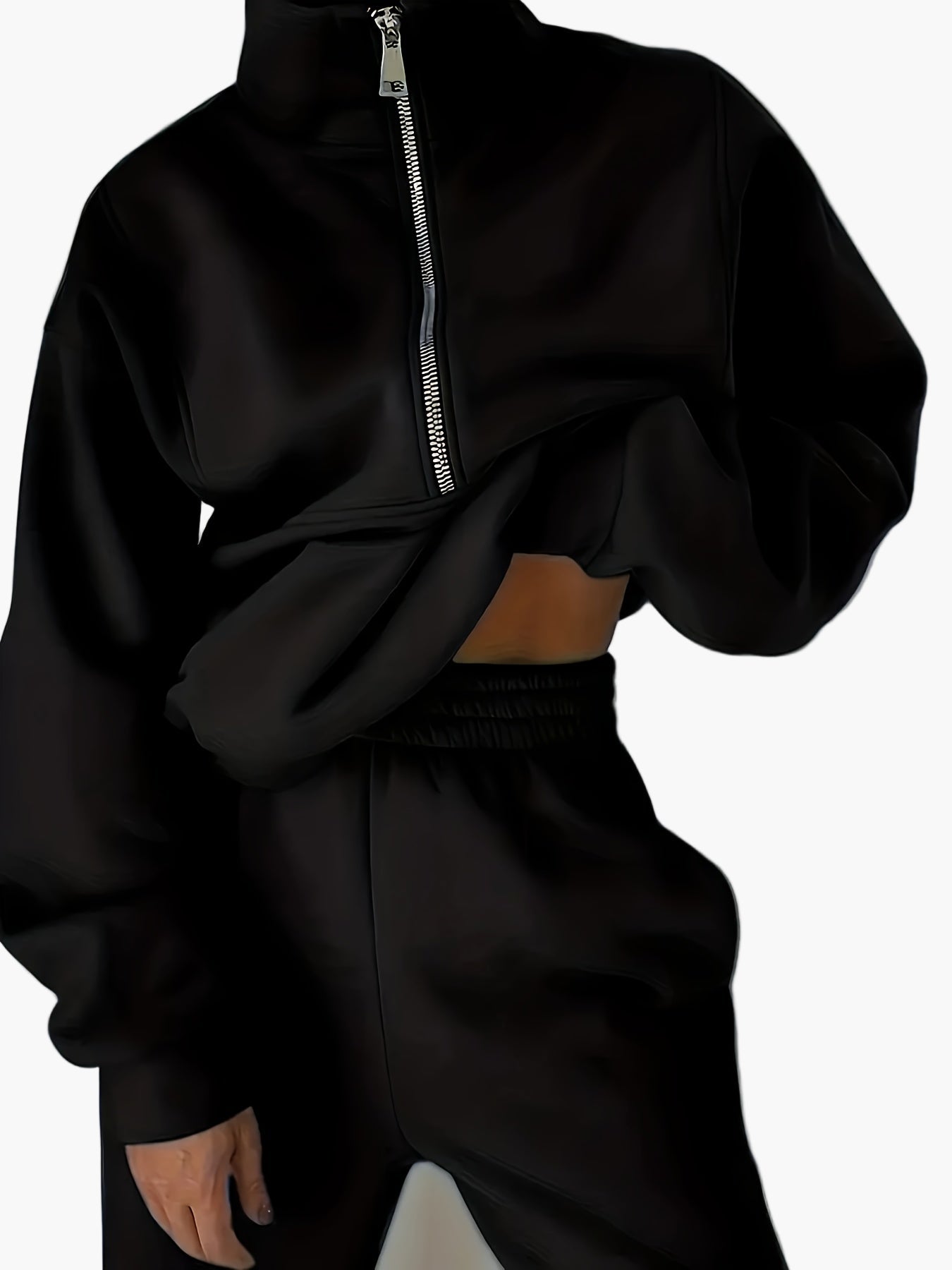 Damen Freizeit Zip Sweatshirt mit Stehkragen – Lässiger Herbst/Winter Pullover