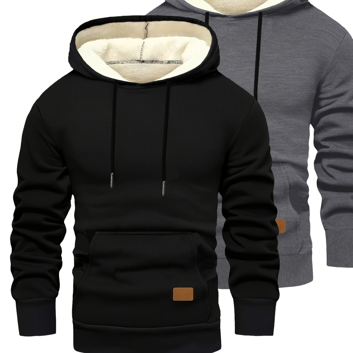 Loose Fit Hoodie Set 2er-Pack mit Fleecefutter, Kapuze und Kängurutasche