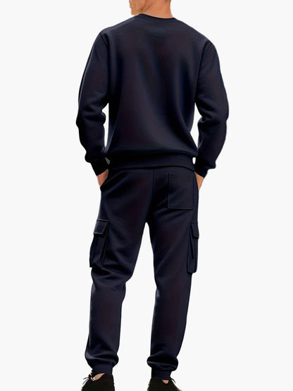 Herren Sweatshirt und Cargo Jogger Set – Bequemes Freizeit-Outfit mit Taschen, Perfekt für Sport und Alltag