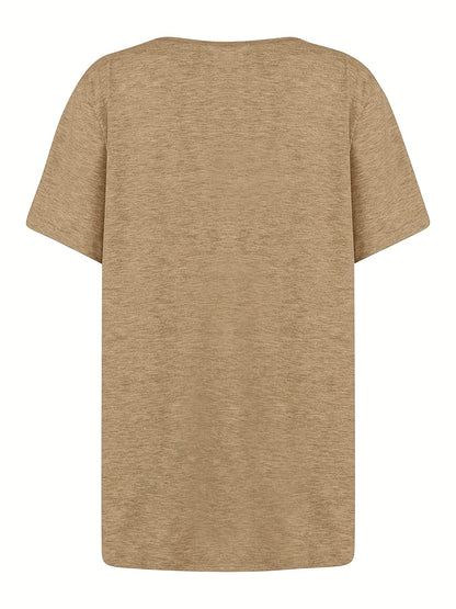 Damen Shirt mit asymmetrischem Ausschnitt und Knopfdetails – Modisches Freizeit Oberteil