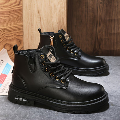 Robuste Herren Winterstiefel mit Schnürung und Reißverschluss, gefüttert, in Braun und Schwarz
