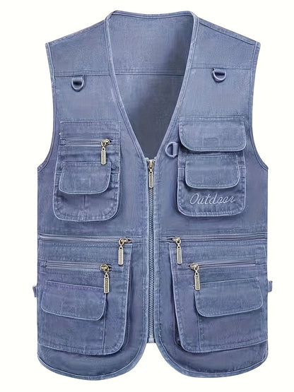 Herren Outdoor Freizeit Weste mit vielen Taschen – Angler-, Reise- & Fotografie-Weste, Utility Style