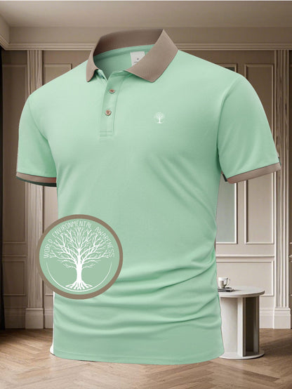 Herren Polo-Shirt mit Kontrastkragen – Eleganter Freizeit- und Business-Look, Umweltbewusstes Design