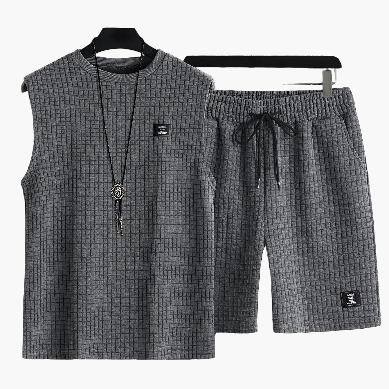 Herren Freizeit Tanktop-Set im modernen Karomuster – Sportlich & Bequem für Sommer und Alltag