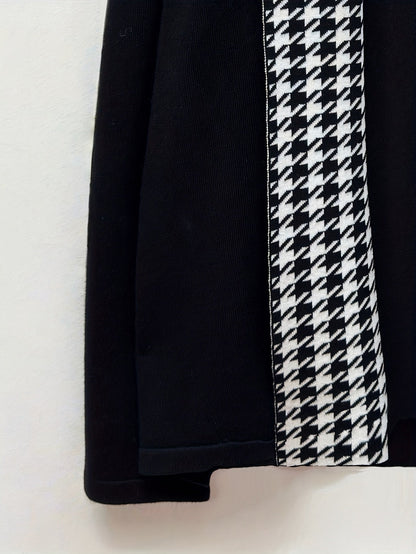 Herren Cardigan mit Hahnentrittmuster Revers Offene Vorderseite Schwarz