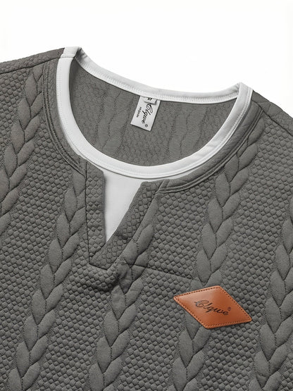 Herren Strick-T-Shirt im Casual Stil mit Zopfmuster – Kurzarm, Modernes Freizeitshirt für Alltag und Wochenende