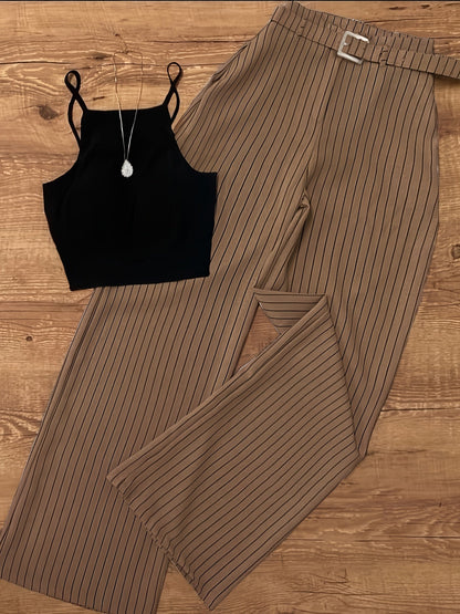 Damen Elegantes Zweiteiler-Set mit Trägertop und Weitbein-Hose – Business & Freizeit Outfit