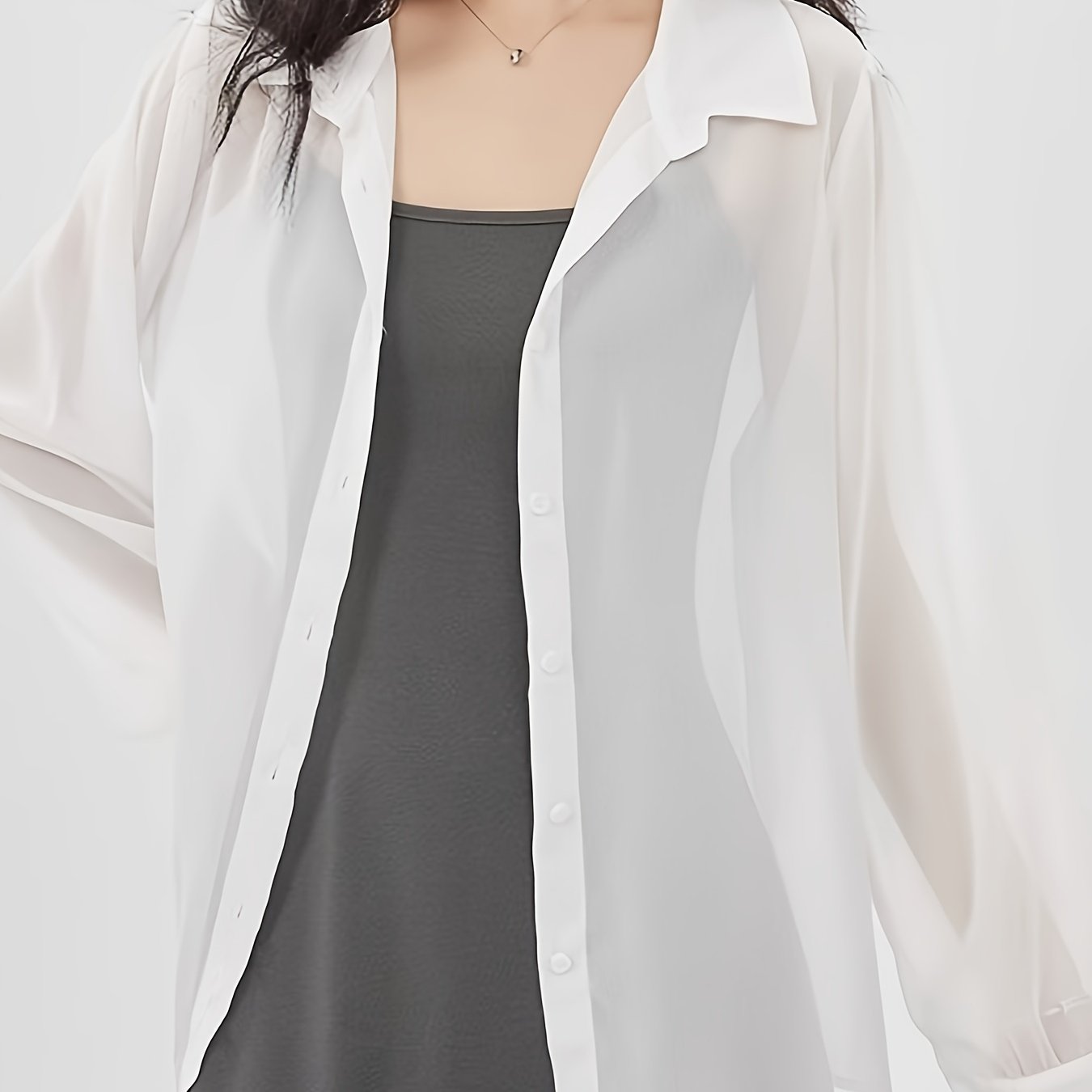 Damen Bluse Transparente Oversize Hemdbluse Modern Elegant