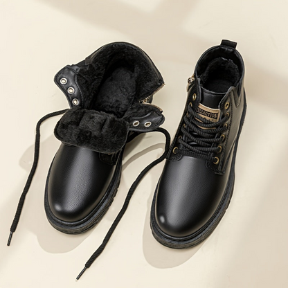 Robuste Herren Winterstiefel mit Schnürung und Reißverschluss, gefüttert, in Braun und Schwarz