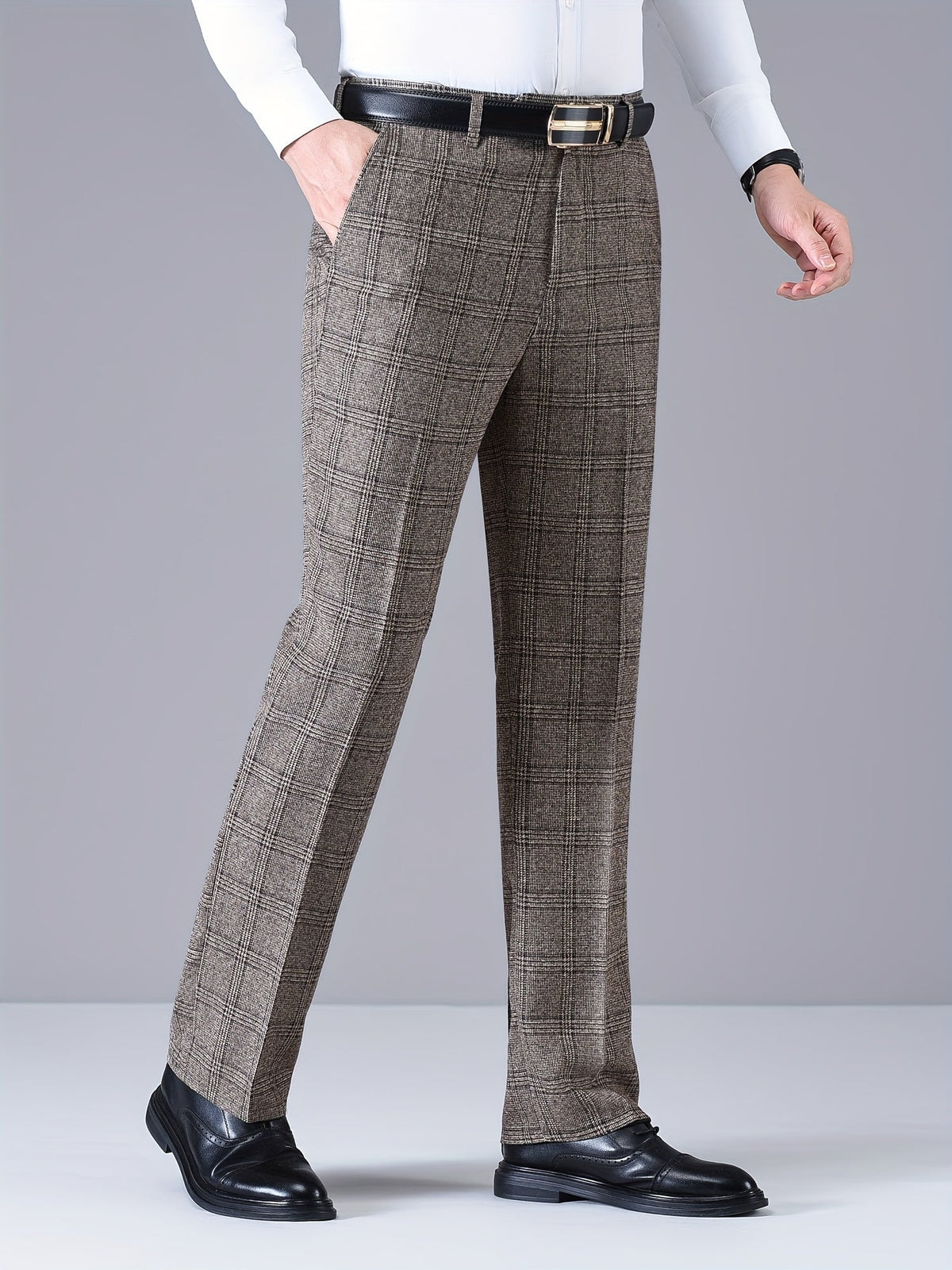 Herren Hose im Karomuster Anzughose Klassisch Elegante Freizeithose