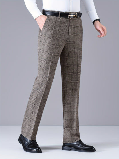Herren Hose im Karomuster Anzughose Klassisch Elegante Freizeithose
