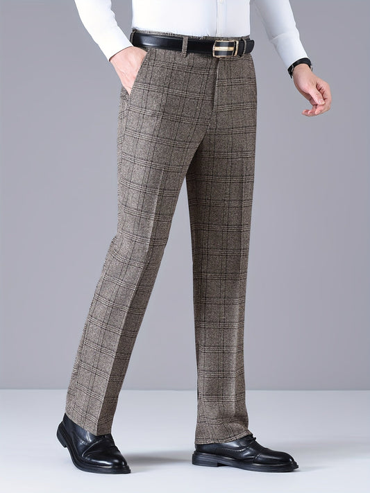 Herren Hose im Karomuster Anzughose Klassisch Elegante Freizeithose