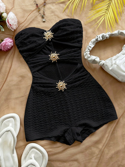 Damen Vintage Badeanzug mit Leopardenmuster und Cut-Outs – Retro Einteiler für Strand & Pool