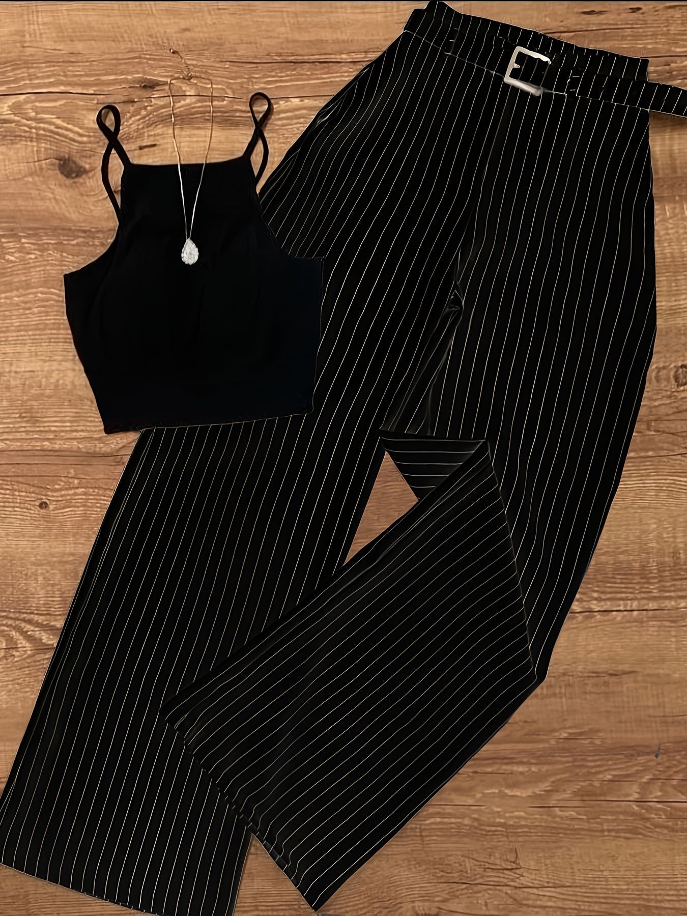 Damen Elegantes Zweiteiler-Set mit Trägertop und Weitbein-Hose – Business & Freizeit Outfit