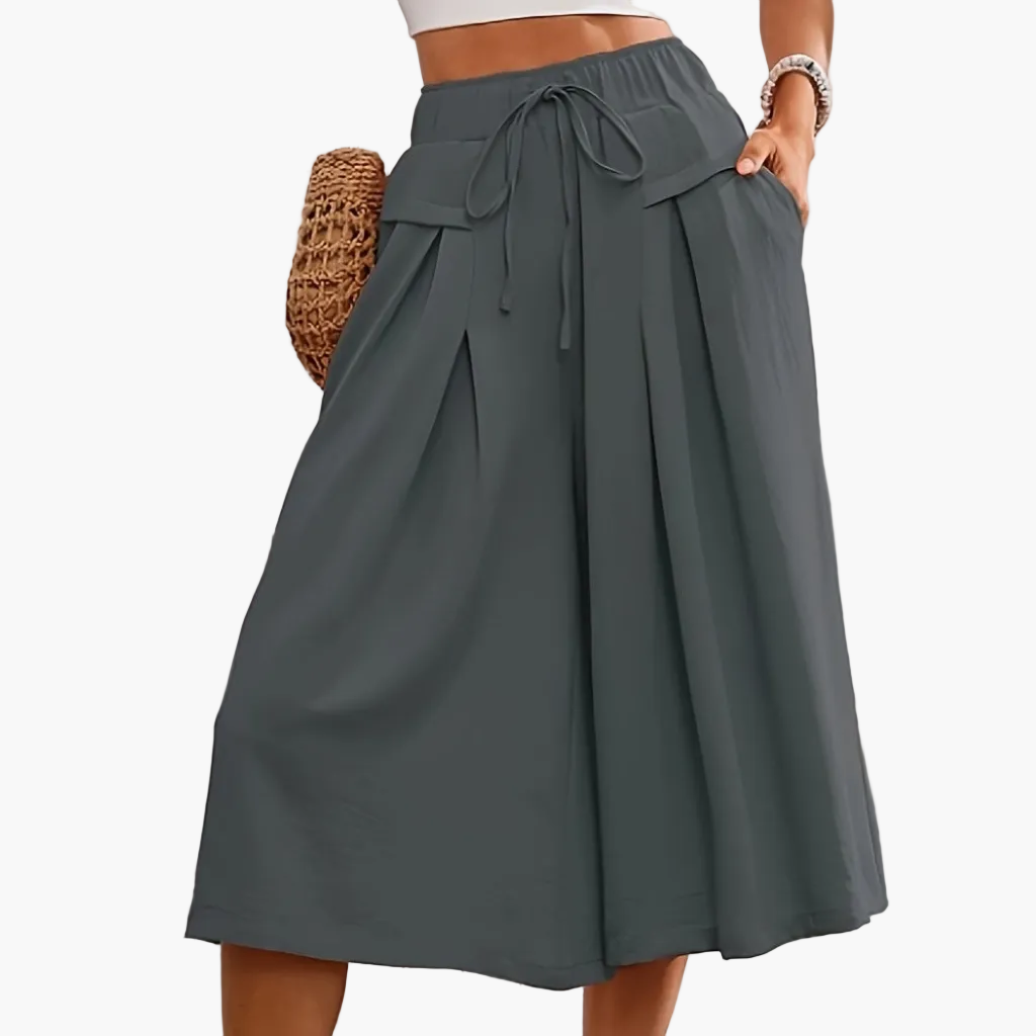 Damen Elegante Culotte Caprihose mit weitem Bein für Sommer und Freizeit