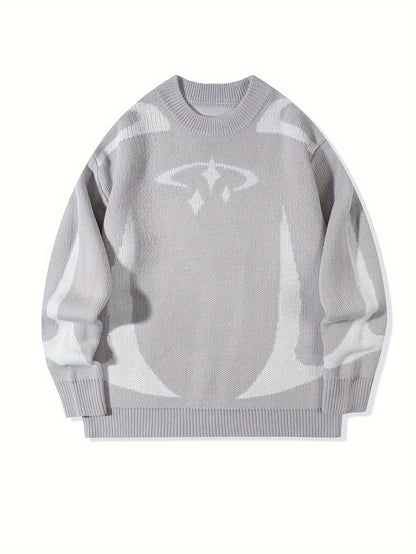 Unisex Strickpullover Rundhalsausschnitt Langarm mit Muster