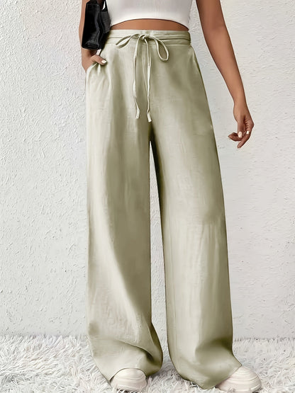 Damen Weite Bein Freizeithose mit Kordelzug – Lässige Loungehose für Alltag und Wochenende