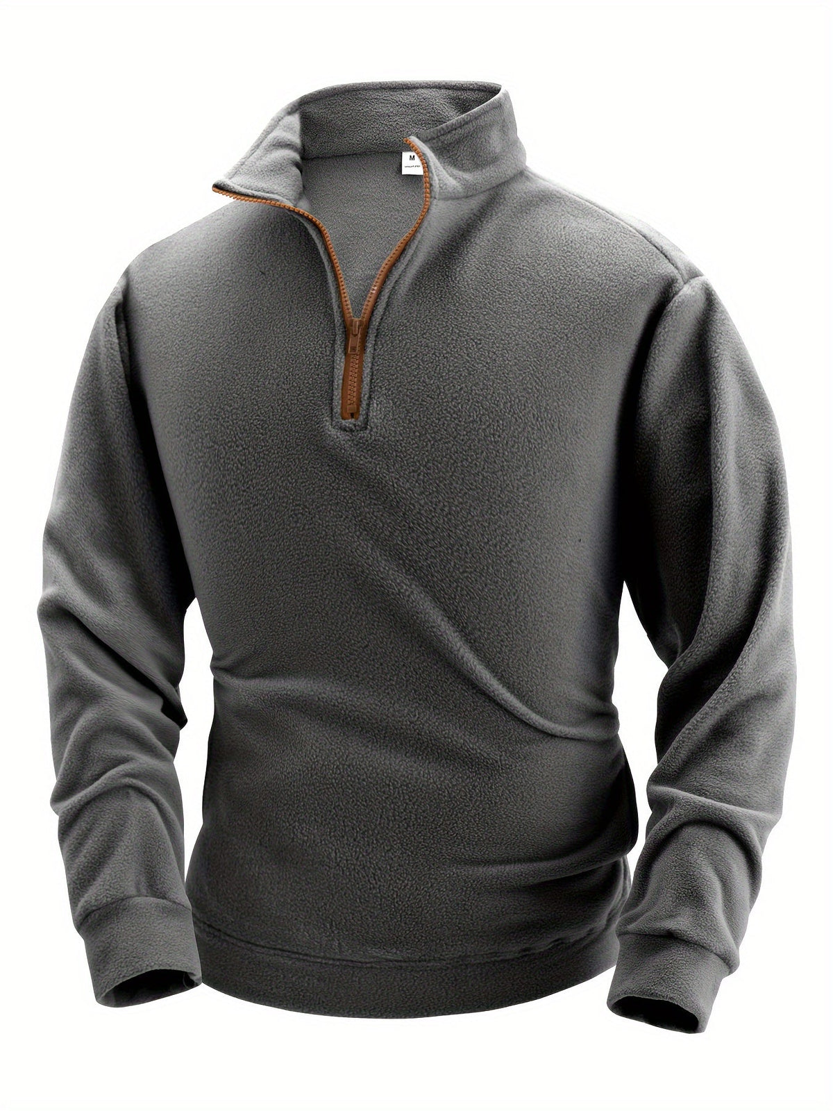 Fleece Pullover Herren mit Reißverschluss Stehkragen, Warm & Bequem