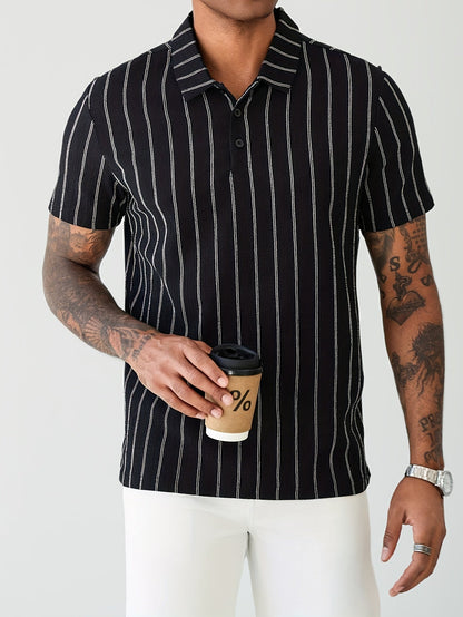 Herren Polohemd mit Nadelstreifen – Modernes Kurzarm Shirt für Business und Freizeit
