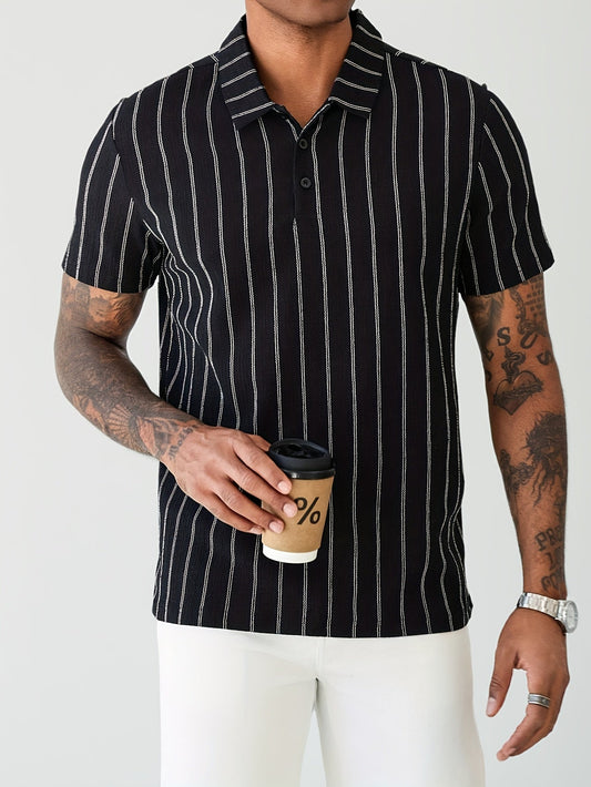 Herren Polohemd mit Nadelstreifen – Modernes Kurzarm Shirt für Business und Freizeit