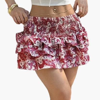 Damen Volant-Minirock im Boho-Stil für Freizeit und Urlaub