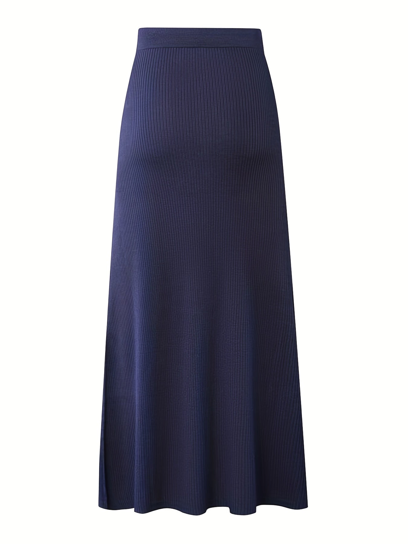 Damen Rippenstrick Maxirock mit Bindegürtel – Eleganter Freizeit- und Büro-Look