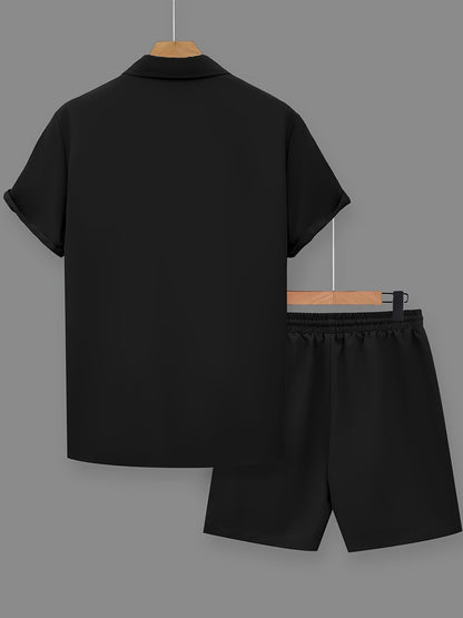 Herren Sommer Freizeit Set mit Motivdruck – Shirt und Shorts, Modernes 2-teiliges Outfit für Alltag & Urlaub