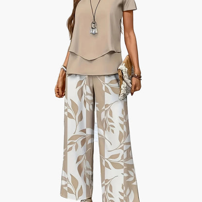 Damen Sommer Set Elegant Zweiteiler mit Weiten Hosen und Kurzarmshirt – Perfekt für Freizeit und Urlaub