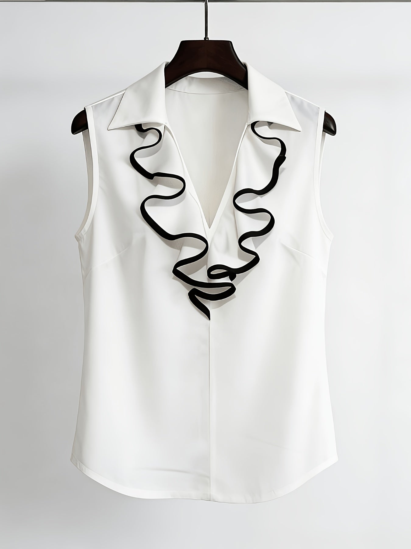 Damen Bluse ärmellos mit Rüschen-Design für Büro und elegante Anlässe