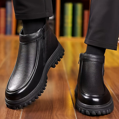 Schwarze Winter Stiefeletten Herren mit Warmfutter & griffiger Sohle