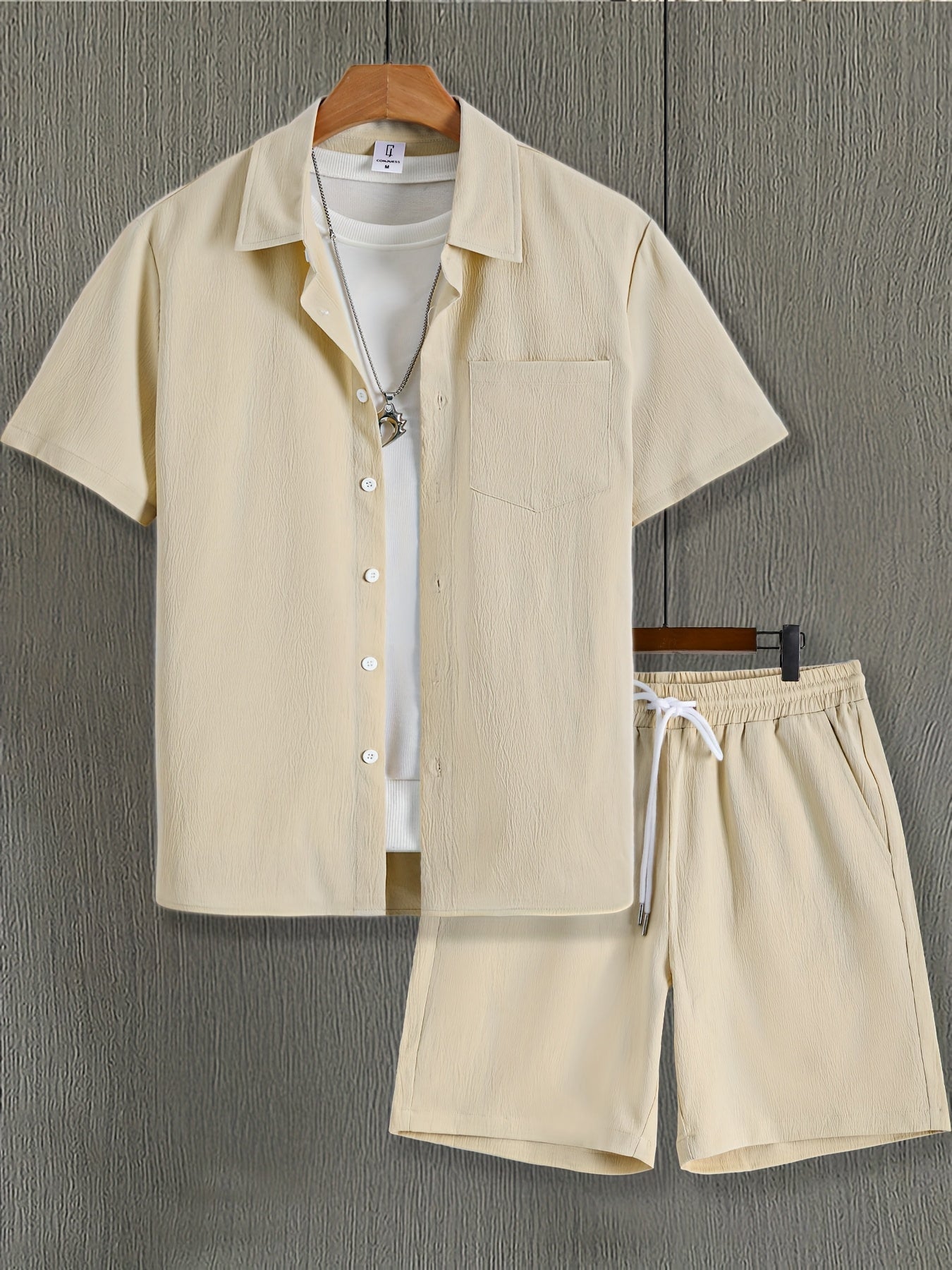 Herren Freizeit Kurzarm Set – Modernes Button-Down Hemd & Shorts für entspannte Looks
