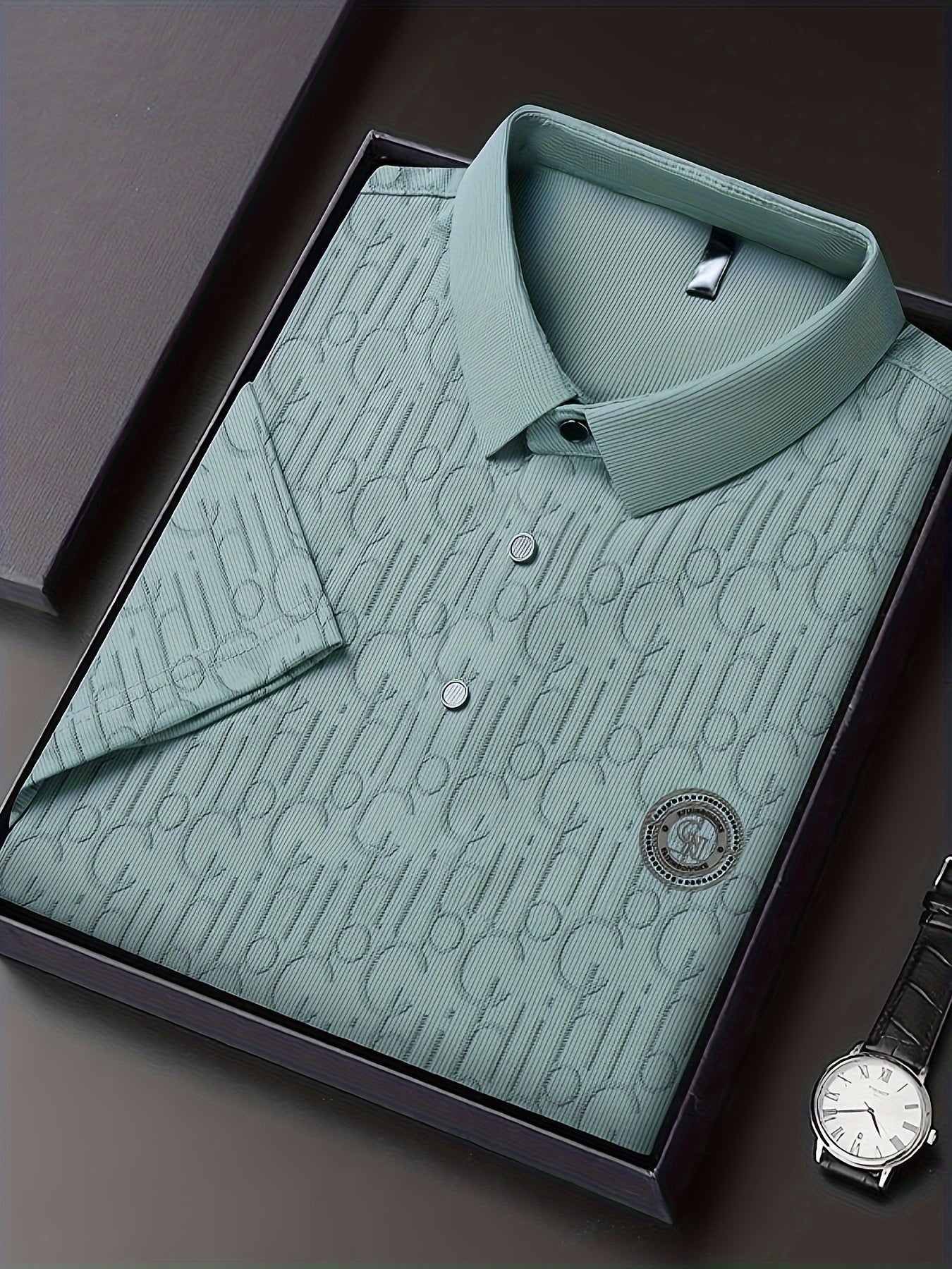 Herren Poloshirt mit modernem Muster und Knopfleiste – Stilvoll für Freizeit & Alltag