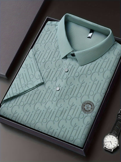 Herren Poloshirt mit modernem Muster und Knopfleiste – Stilvoll für Freizeit & Alltag